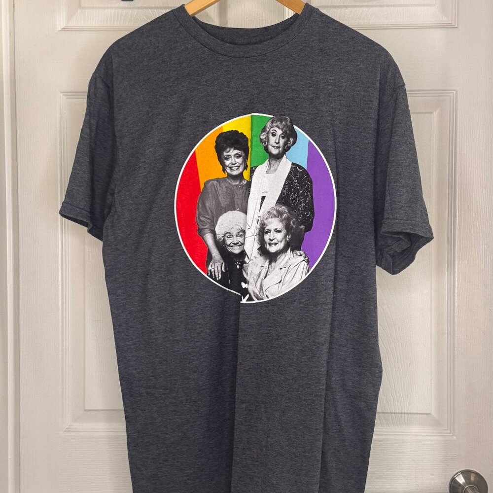Men's Grey Cotton Pride-Themed Golden Girls T-shirt, XL